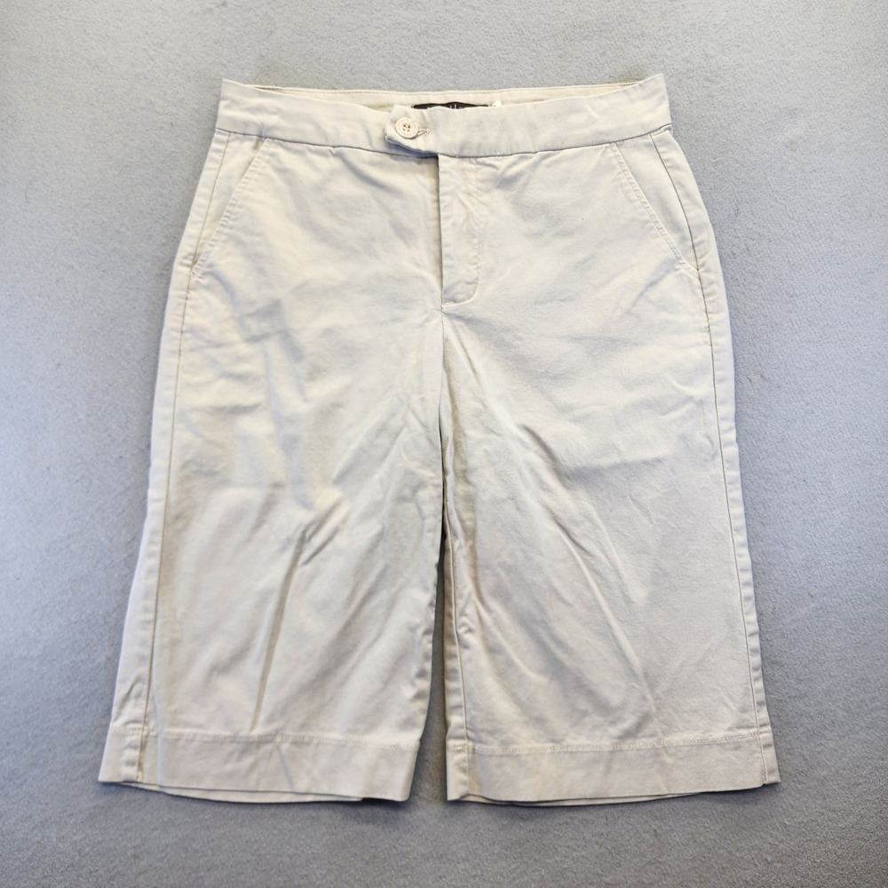 NYDJ Chino Shorts Womens 6 Khaki Beige Lift Tuck Technology Stretch Bermuda 6